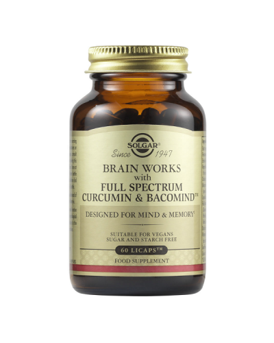 SOLGAR BRAIN WORKS WITH FULL SPECTRUM CURCUMIN & BACOMIND 60LIPCAPS
