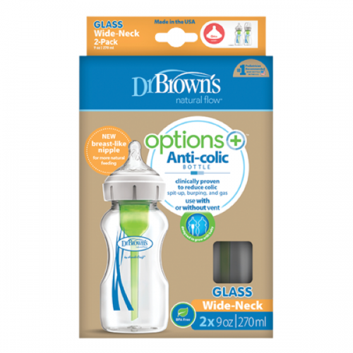 DR.BROWNS ΜΠΙΜΠΕΡΟ ΓΥΑΛΙΝΟ ΜΕ ΦΑΡΔΥ ΛΑΙΜΟ OPTIONS+ 270ML 2ΤΜΧ