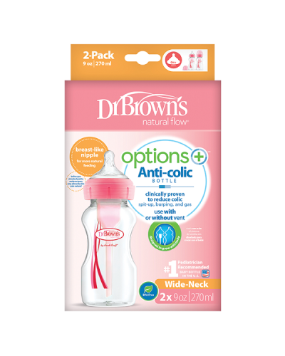 DR.BROWNS ΜΠΙΜΠΕΡΟ ΠΛΑΣΤΙΚΟ ΜΕ ΦΑΡΔΥ ΛΑΙΜΟ OPTIONS+ ΡΟΖ 270ML 2ΤΜΧ