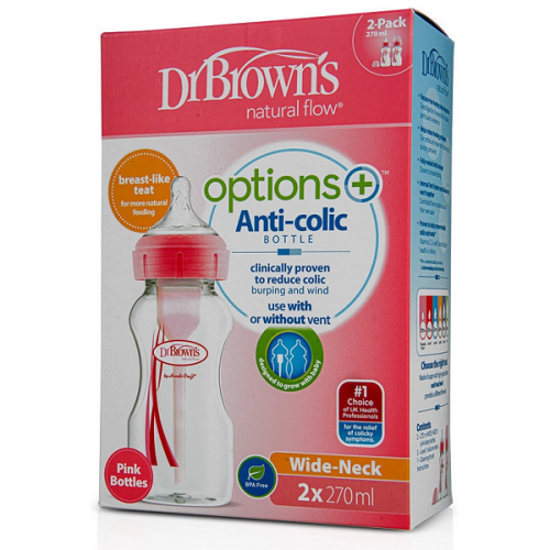 DR.BROWNS ΜΠΙΜΠΕΡΟ ΠΛΑΣΤΙΚΟ ΜΕ ΦΑΡΔΥ ΛΑΙΜΟ OPTIONS+ ΡΟΖ 270ML 2ΤΜΧ