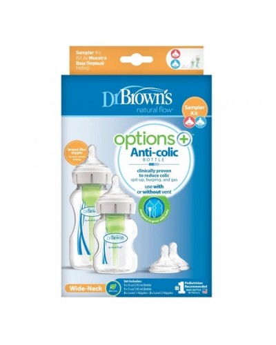 DR.BROWNS PROMO SMALL ΜΠΙΜΠΕΡΟ ΠΛΑΣΤΙΚΟ OPTIONS+ ΜΕ ΦΑΡΔΥ ΛΑΙΜΟ 1x270ml & 1x150ml 2τμχ