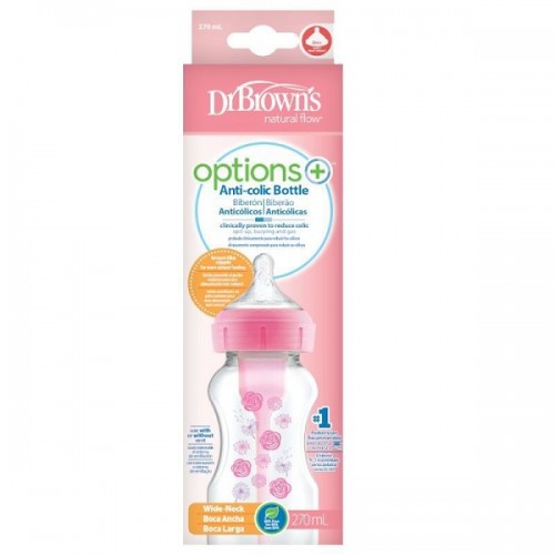 DR.BROWNS ΜΠΙΜΠΕΡΟ ΠΛΑΣΤΙΚΟ ΜΕ ΦΑΡΔΥ ΛΑΙΜΟ OPTIONS+ ΡΟΖ 270ML