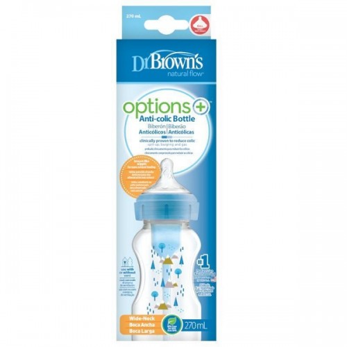 DR.BROWNS ΜΠΙΜΠΕΡΟ ΠΛΑΣΤΙΚΟ ΜΕ ΦΑΡΔΥ ΛΑΙΜΟ OPTIONS+ ΜΠΛΕ 270ML