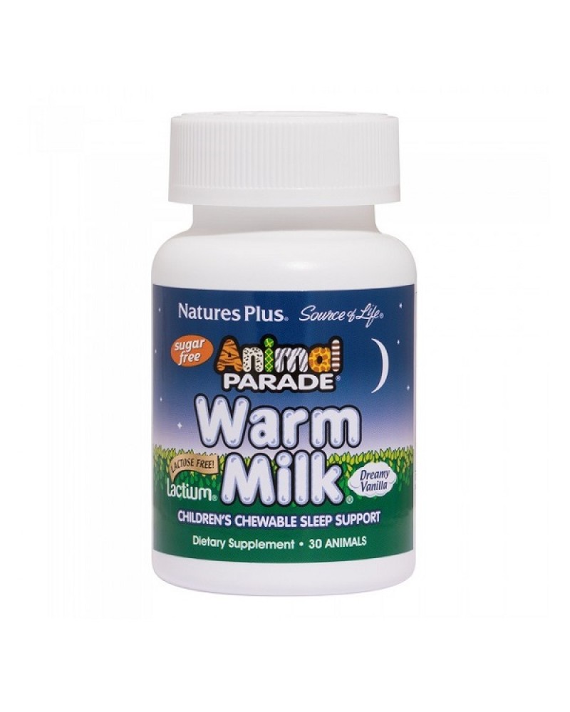 NATURES PLUS ANIMAL PARADE WARM MILK 30 CHEWABLES TABS NATURES PLUS ANIMAL PARADE WARM MILK 30 CHEWABLES TABS