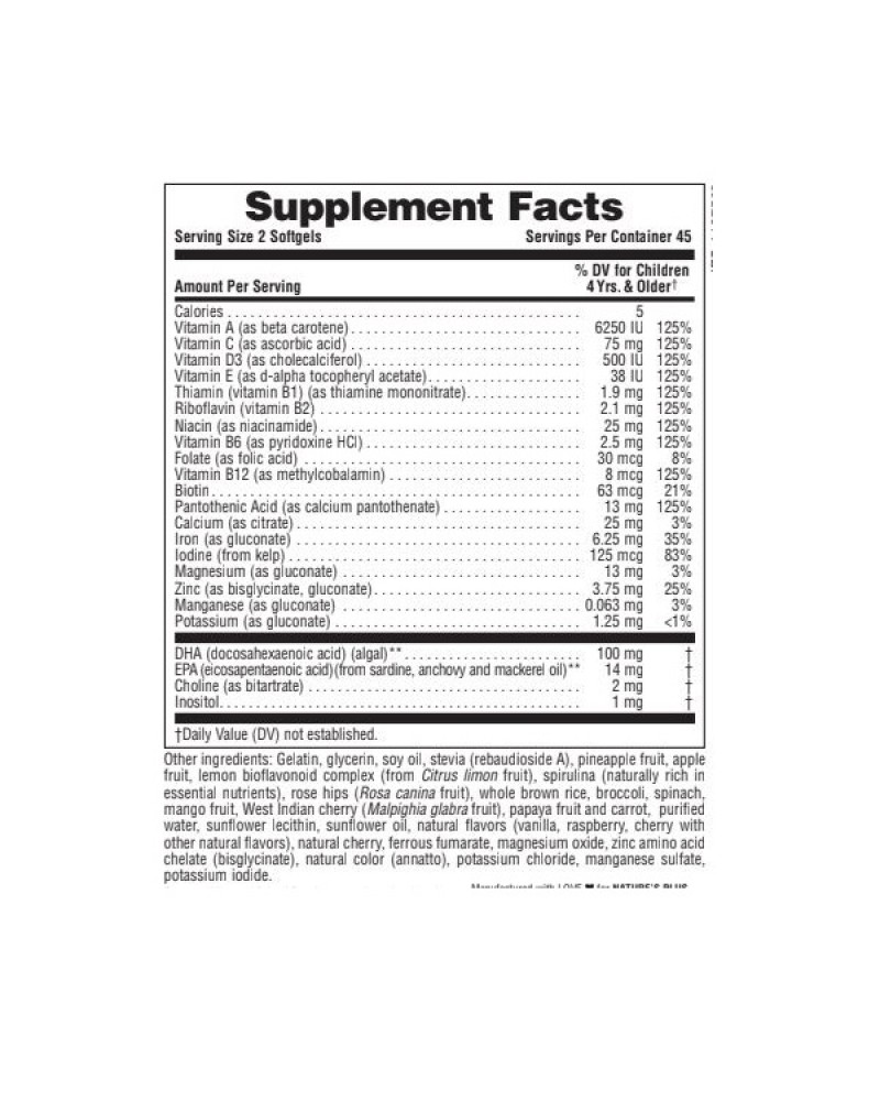 NATURES PLUS ANIMAL PARADE VITAGELS WITH EPA & DHA 90 SOFTGELS NATURES PLUS ANIMAL PARADE VITAGELS WITH EPA & DHA 90 SOFTGELS