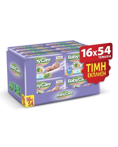 BABYCARE SENSITIVE PLUS ΜΩΡΟΜΑΝΤΗΛΑ 16x54τμχ (864τμχ) SUPERVALUE PACK