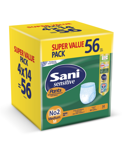 SANI SENSITIVE PANTS No2 MEDIUM SUPERVALUE PACK 56TΜΧ (4x14TMX)