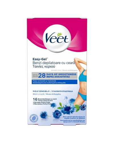 VEET EASY-GEL ΤΑΙΝΙΕΣ ΑΠΟΤΡΙΧΩΣΗΣ ΜΠΙΚΙΝΙ ΚΡΥΟ ΚΕΡΙ ΓΙΑ ΕΥΑΙΣΘΗΤΕΣ ΕΠΙΔΕΡΜΙΔΕΣ 16τμχ