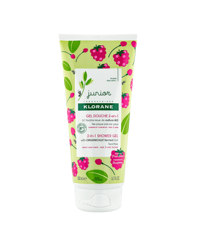 KLORANE JUNIOR 2 IN 1 SHOWER GEL WITH ORGANICALLY FARMED OAT RASPBERRY 200ML