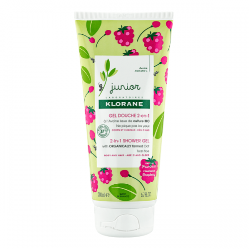 KLORANE JUNIOR 2 IN 1 SHOWER GEL WITH ORGANICALLY FARMED OAT RASPBERRY 200ML