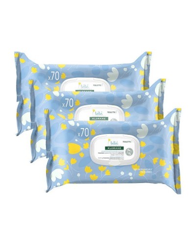 KLORANE BEBE GENTLE CLEANSING WIPES 3X70ΤΜΧ