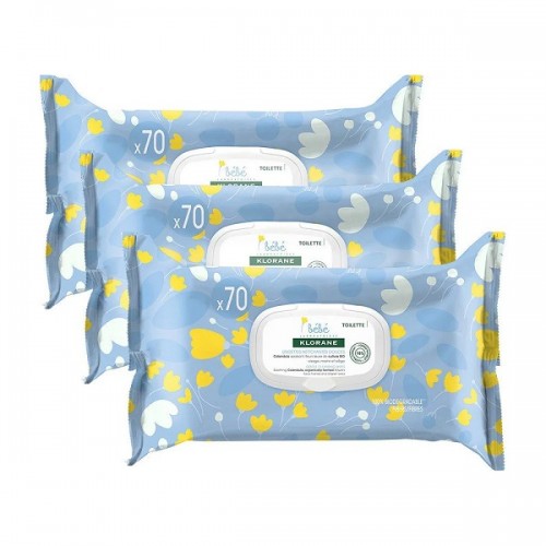 KLORANE BEBE GENTLE CLEANSING WIPES 3X70ΤΜΧ