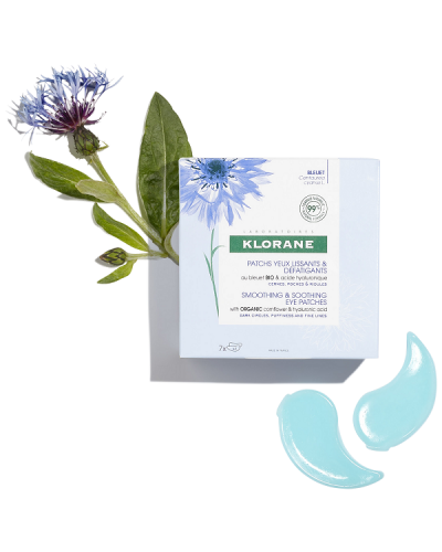 KLORANE BLEUET SMOOTHING & SOOTHING EYE PATCHES WITH ORGANIC CORNFLOWER & HYALURONIC ACID 7 x 2 PATCHES