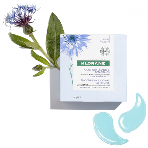 KLORANE BLEUET SMOOTHING & SOOTHING EYE PATCHES WITH ORGANIC CORNFLOWER & HYALURONIC ACID 7 x 2 PATCHES