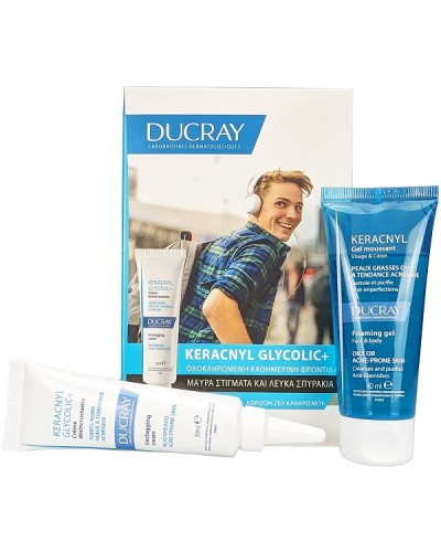 DUCRAY PROMO KERACNYL GLYTCOLIC+ UNCLOGGING CREAM 30ML & FOAMING GEL 40ML