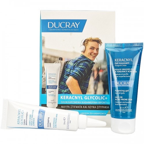 DUCRAY PROMO KERACNYL GLYTCOLIC+ UNCLOGGING CREAM 30ML & FOAMING GEL 40ML