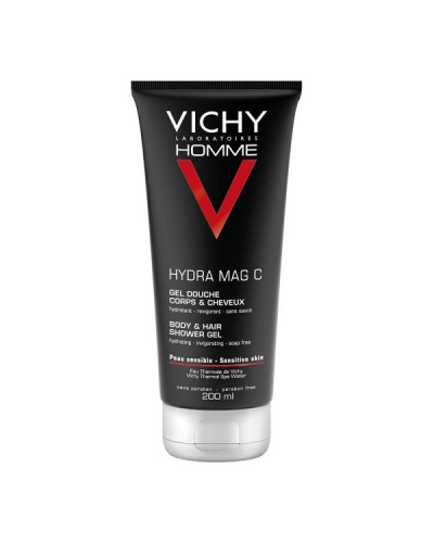 VICHY HOMME HYDRA MAG C BODY & HAIR SHOWER GEL 200ML
