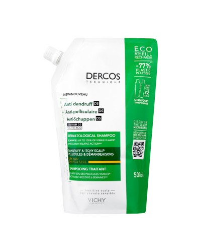 VICHY DERCOS ANTI-DANDRUFF DS ECO REFILL ΣΑΜΠΟΥΑΝ ΚΑΤΑ ΤΗΣ ΠΙΤΥΡΙΔΑΣ ΓΙΑ ΞΗΡΑ ΜΑΛΛΙΑ 500ML