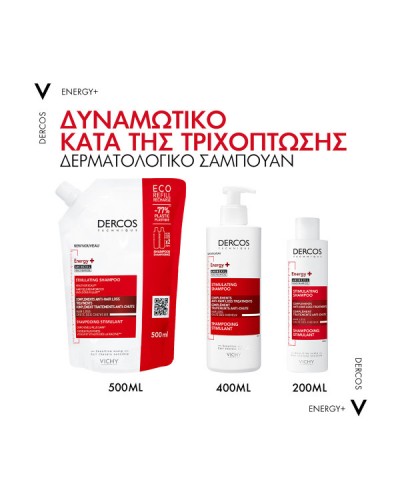 VICHY DERCOS ENERGY+ SHAMPOO ΔΥΝΑΜΩΤΙΚΟ ΣΑΜΠΟΥΑΝ ΚΑΤΑ ΤΗΣ ΤΡΙΧΟΠΤΩΣΗΣ REFILL 500ml