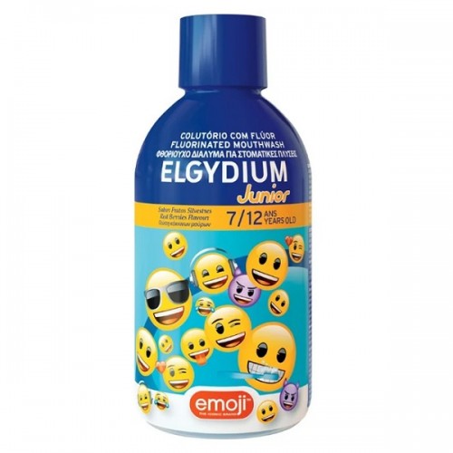 ELGYDIUM JUNIOR EMOJI MOUTHWASH ΣΤΟΜΑΤΙΚΟ ΔΙΑΛΥΜΑ ΓΙΑ ΠΑΙΔΙΑ 7 ΕΩΣ 12 ΕΤΩΝ ΜΕ ΓΕΥΣΗ ΚΟΚΚΙΝΩΝ ΜΟΥΡΩΝ 500ML