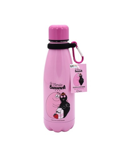 TAKE CARE BOTTLE WITH HOOK BARBAPAPA PINK 350ML