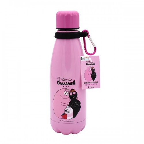 TAKE CARE BOTTLE WITH HOOK BARBAPAPA PINK 350ML