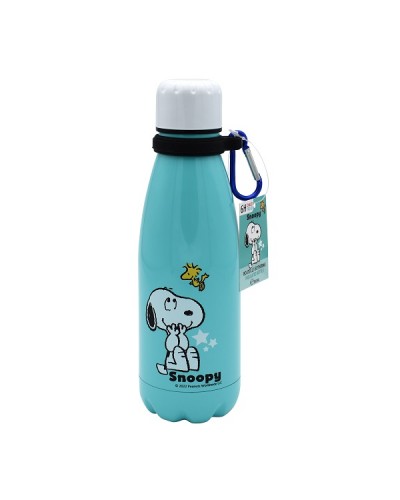 TAKE CARE BOTTLE WITH HOOK SNOOPY GREEN 350ML