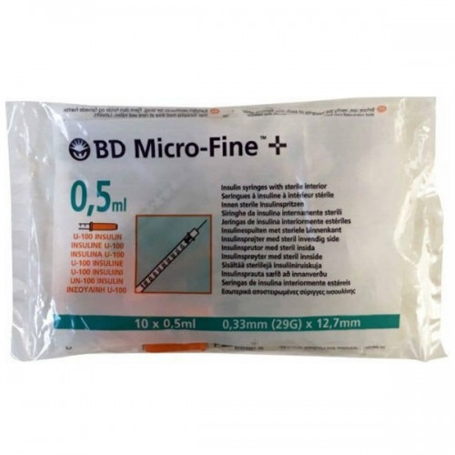 BD MICRO-FINE ΣΥΡΙΓΓΕΣ ΙΝΣΟΥΛΙΝΗΣ 0,5ml 29Gx8mm 10τμχ.