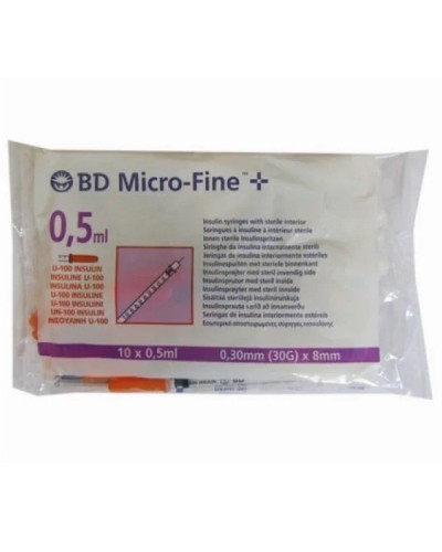 BD MICRO-FINE ΣΥΡΙΓΓΕΣ ΙΝΣΟΥΛΙΝΗΣ 0,5ml 30Gx8mm 10τμχ.