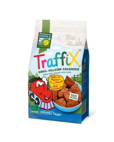 BOHLSENER MUHLE TRAFFIX WHOLE SPELT BISCUITS ΜΠΙΣΚΟΤΑ ΜΕ ΝΤΙΝΚΕΛ & ΚΑΚΑΟ 125GR