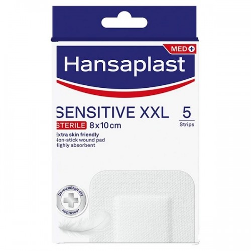 HANSAPLAST SENSITIVE XXL 8X10CM 5 STRIPS