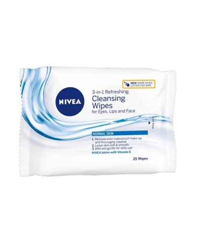 NIVEA DAILY ESSENTIALS 3 IN1 REFRESHING CLEANSING WIPES 25 WIPES