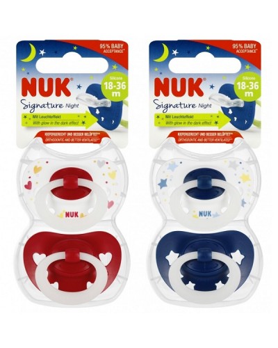 NUK SIGNATURE NIGHT ΠΙΠΙΛΑ ΣΙΛΙΚΟΝΗΣ 18-36 ΜΗΝΩΝ ΜΕ ΘΗΚΗ 2τμχ ΣΕ ΔΙΑΦΟΡΑ ΧΡΩΜΑΤΑ