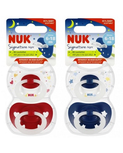 NUK SIGNATURE NIGHT ΠΙΠΙΛΑ ΣΙΛΙΚΟΝΗΣ ΜΕ ΘΗΚΗ 6-18 ΜΗΝΩΝ 2τμχ ΣΕ ΔΙΑΦΟΡΑ ΧΡΩΜΑΤΑ