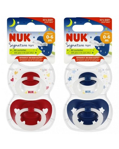 NUK SIGNATURE NIGHT ΠΙΠΙΛΑ ΣΙΛΙΚΟΝΗΣ ΜΕ ΘΗΚΗ 0-6 ΜΗΝΩΝ 2τμχ ΣΕ ΔΙΑΦΟΡΑ ΧΡΩΜΑΤΑ