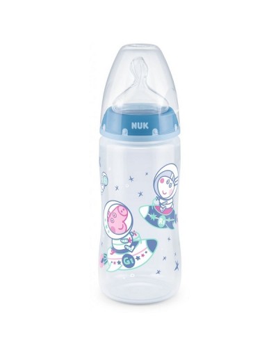 NUK PEPPA PIG FIRST CHOICE PLUS ΜΠΙΜΠΕΡΟ ΠΛΑΣΤΙΚΟ ΜΕ ΘΗΛΗ ΣΙΛΙΚΟΝΗΣ & ΔΕΙΚΤΗ ΕΛΕΓΧΟΥ ΘΕΡΜΟΚΡΑΣΙΑΣ 6-18 ΜΗΝΩΝ ΜΠΛΕ 300ML