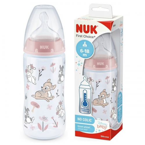 NUK FIRST CHOICE PLUS ΜΠΙΜΠΕΡΟ ΠΛΑΣΤΙΚΟ ΜΕ ΘΗΛΗ ΣΙΛΙΚΟΝΗΣ & ΔΕΙΚΤΗ ΕΛΕΓΧΟΥ ΘΕΡΜΟΚΡΑΣΙΑΣ 6-18 ΜΗΝΩΝ BAMBI 300ML