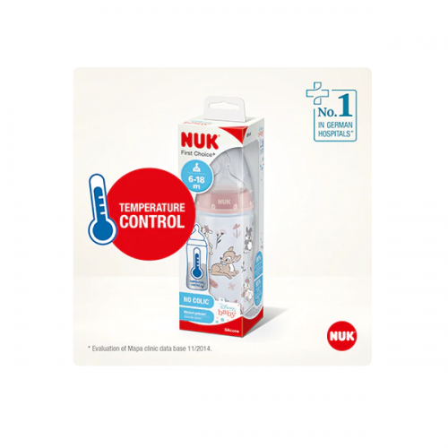 NUK FIRST CHOICE PLUS ΜΠΙΜΠΕΡΟ ΠΛΑΣΤΙΚΟ ΜΕ ΘΗΛΗ ΣΙΛΙΚΟΝΗΣ & ΔΕΙΚΤΗ ΕΛΕΓΧΟΥ ΘΕΡΜΟΚΡΑΣΙΑΣ 6-18 ΜΗΝΩΝ BAMBI 300ML