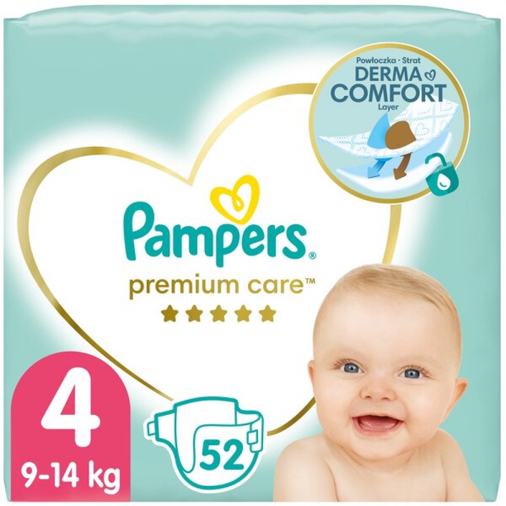 PAMPERS PREMIUM CARE ΠΑΝΕΣ No 4 (8kg-14kg) 52τμχ JUMBO PACK
