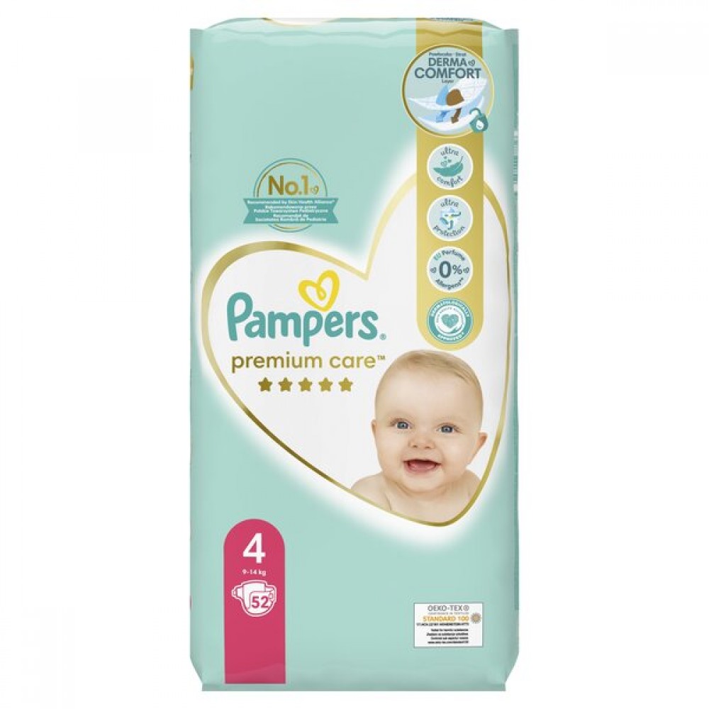 PAMPERS PREMIUM CARE ΠΑΝΕΣ No 4 (8kg-14kg) 52τμχ JUMBO PACK
