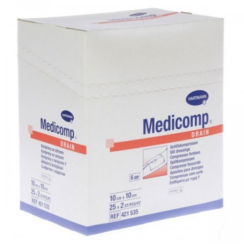 HARTMANN MEDICOMP DRAIN ΓΑΖΑ ΤΡΑΧΕΙΟΤΟΜΙΑΣ ΑΠΟΣΤΕΙΡΩΜΕΝΗ 6ply 10x10cm 25x2τμχ