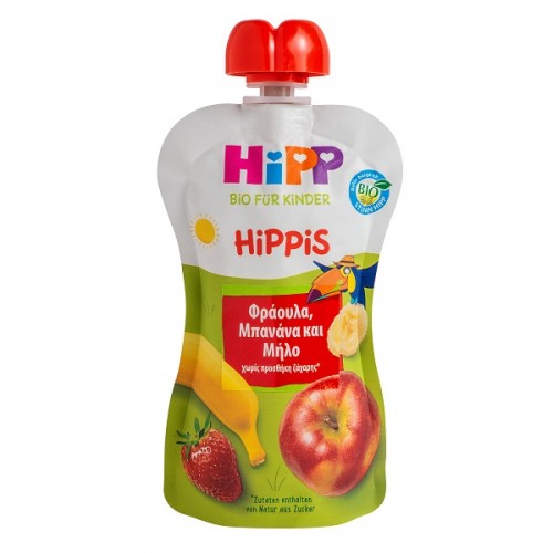 HIPP HIPPIS ΦΡΟΥΤΟΠΟΛΤΟΣ ΦΡΑΟΥΛΑ, ΜΠΑΝΑΝΑ ΚΑΙ ΜΗΛΟ 100GR