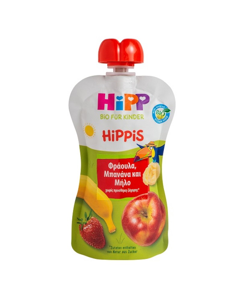 HIPP HIPPIS ΦΡΟΥΤΟΠΟΛΤΟΣ ΦΡΑΟΥΛΑ, ΜΠΑΝΑΝΑ ΚΑΙ ΜΗΛΟ 100GR