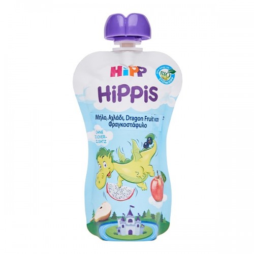 HIPP HIPPIS ΦΡΟΥΤΟΠΟΛΤΟΣ ΜΗΛΟ, ΑΧΛΑΔΙ, DRAGON FRUIT ΚΑΙ ΦΡΑΓΚΟΣΤΑΦΥΛΟ 100GR