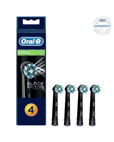 ORAL-B CROSS ACTION BLACK EDITION ΑΝΤΑΛΛΑΚΤΙΚΕΣ ΚΕΦΑΛΕΣ ΗΛΕΚΤΡΙΚΗΣ ΟΔΟΝΤΟΒΟΥΡΤΣΑΣ 4τμχ