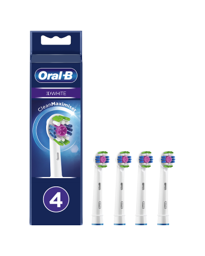 ORAL-B 3D WHITE CLEAN MAXIMISER ΑΝΤΑΛΛΑΚΤΙΚΕΣ ΚΕΦΑΛΕΣ ΗΛΕΚΤΡΙΚΗΣ ΟΔΟΝΤΟΒΟΥΡΤΣΑΣ 4τμχ