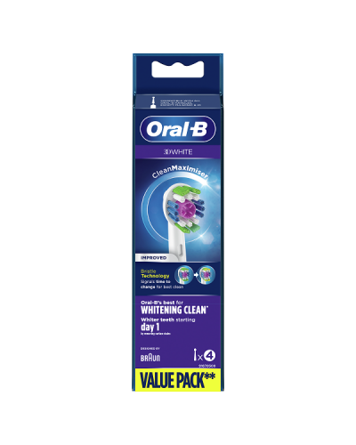 ORAL-B 3D WHITE CLEAN MAXIMISER ΑΝΤΑΛΛΑΚΤΙΚΕΣ ΚΕΦΑΛΕΣ ΗΛΕΚΤΡΙΚΗΣ ΟΔΟΝΤΟΒΟΥΡΤΣΑΣ 4τμχ