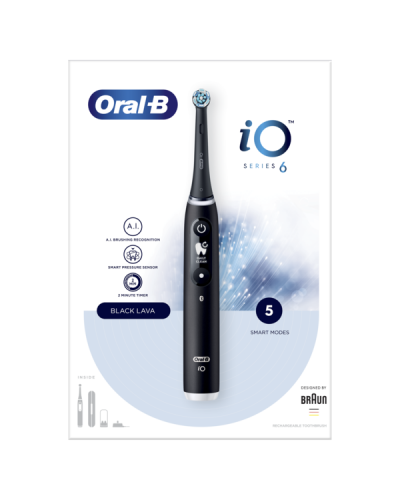 ORAL-B iO SERIES 6 MAGNETIC BLACK LAVA ΗΛΕΚΤΡΙΚΗ ΟΔΟΝΤΟΒΟΥΡΤΣΑ ΜΑΥΡΗ & ΘΗΚΗ ΤΑΞΙΔΙΟΥ