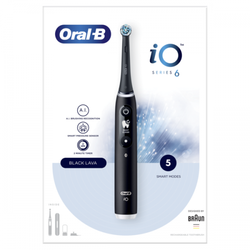 ORAL-B iO SERIES 6 MAGNETIC BLACK LAVA ΗΛΕΚΤΡΙΚΗ ΟΔΟΝΤΟΒΟΥΡΤΣΑ ΜΑΥΡΗ & ΘΗΚΗ ΤΑΞΙΔΙΟΥ