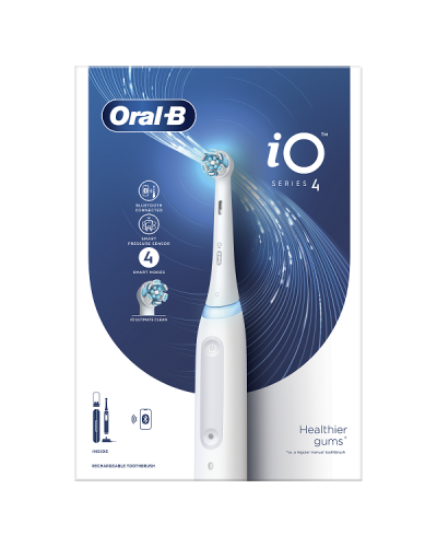 ORAL-B iO SERIES 4 MAGNETIC WHITE ΗΛΕΚΤΡΙΚΗ ΟΔΟΝΤΟΒΟΥΡΤΣΑ ΑΣΠΡΗ & ΘΗΚΗ ΤΑΞΙΔΙΟΥ